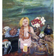 Topless, oil painting, canvas