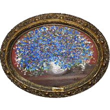 forget-me-not, oil painting, hardenet board